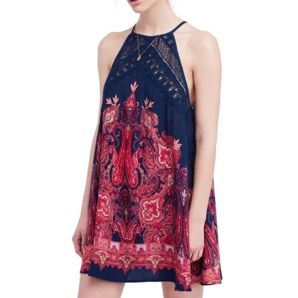 NWT! Free People Shea Printed Sleeveless Mini Shift Dress size Small